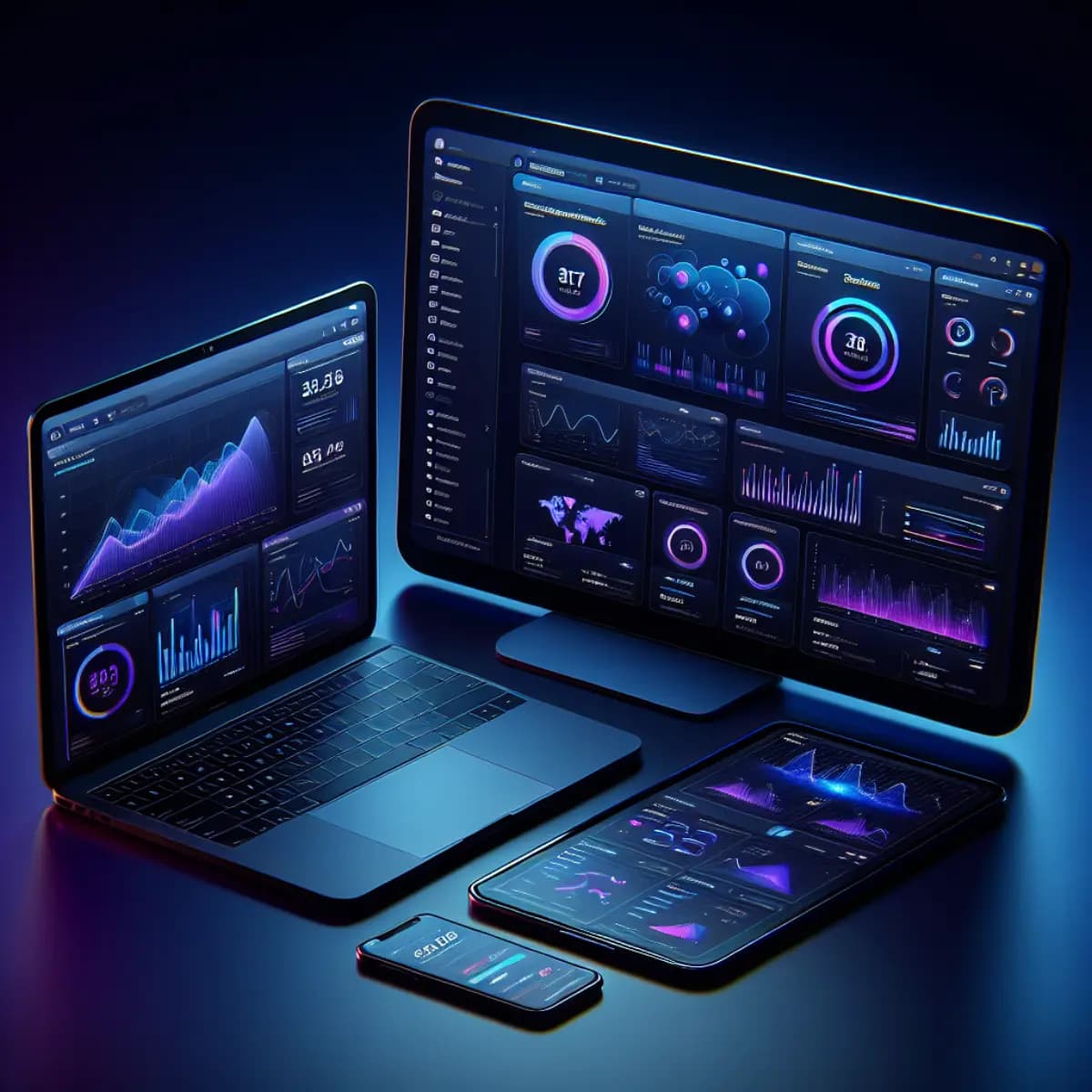 Suite Koraline — Dashboard sur laptop, tablet et mobile